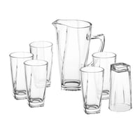 طقم جك وكاسات زجاج شفاف 7 قطعة