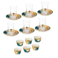 طقم فناجين شاي وقهوة 18 قطعة رسومات كلاسيكية