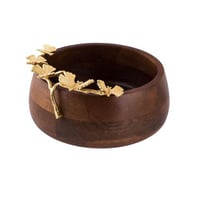 زبدية تقديم خشب هندي بديكور فراشات فضي