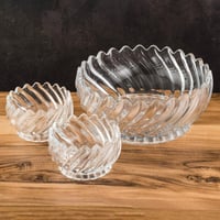 طقم زبادي تقديم زجاج مموج بنقوش بارزة 7 قطعة