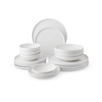 طقم سفرة بورسلان ابيض مدور سادة 16 قطعة فاخر