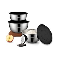 طقم وعاء استيل تركي بغطاء ومبشرة امبوس 3 قطعة مقاس...
