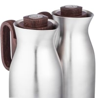 طقم ترامس شاي وقهوة لالوزا 2 قطعة فضي مطفي بيد خشب...