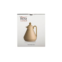 طقم ترمس ودلة هوست سعة 1 لتر سكري وذهبي 2 قطعة