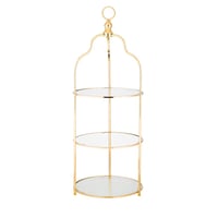 استاند تقديم الحلويات معدن ذهبي بقاعدة زجاج شفاف 3...