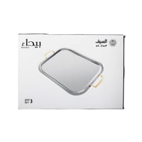 طقم صواني بيداء استيل نيكل وذهبي بيضاوي 3 قطعة