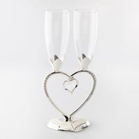 طقم كاسات افراح قلب فضي