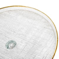 صحن تقديم الحلويات زجاج مدور مثلج وذهبي بقاعدة مقا...