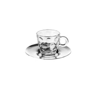 طقم فناجين اسبريسو زجاج دوائر مع صحن معدن 12 قطعة