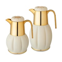 ريفان طقم ترمس 2 قطعة مضلع كريمي ذهبي