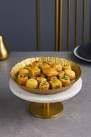 صحن تقديم حلويات زجاج تركي مدور مقاس 32 سم