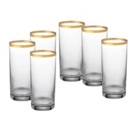 كاسات ماء زجاج تركي ذهبي 6 قطعة 330 مل