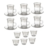 طقم فناجين شاي وقهوة 18 قطعة مثلج فضي