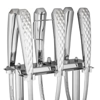 طقم ملاعق طبخ معدن فضي مع استاند 7 قطعة