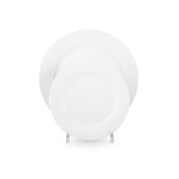 طقم عشاء بورسلان ابيض سادة ناصع 24 قطعة