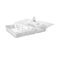 طقم تقديم مكسرات مقسم اكريلك منقوش بغطاء 6 خانات م...