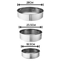 طقم منخل استيل مدور 3 قطع مقاس 28-23.5-18.5 سم
