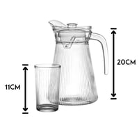 طقم جك وكاسات زجاج مخطط 5 قطعة