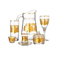 طقم كريستال تركي 75 قطعة ذهبي