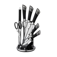 مجموعة سكاكين تقطيع اسود مع حامل 8 قطعة