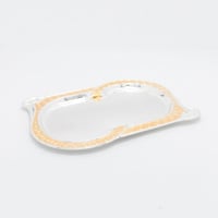 صينية تقديم معدن مستطيل فضي ذهبي مفردة