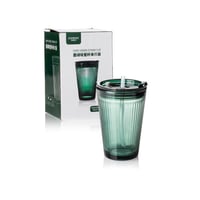 كوب زجاج اخضر بغطاء مع مصاصة