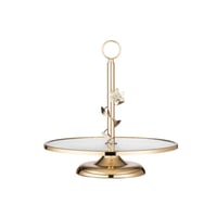 شيالة كيك وحلويات معدن ذهبي بصحن زجاج مثلج مقاس 35...