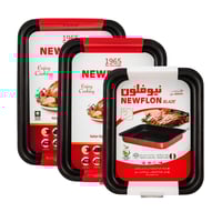 طقم صواني فرن مستطيل نيوفلون 3 قطع بطبقة عازلة للإ...