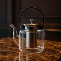 براد شاي زجاج حراري 1200 مل بيد معدن اسود