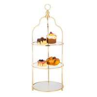 استاند تقديم الحلويات معدن ذهبي بقاعدة زجاج شفاف 3...