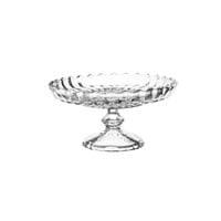 صحن تقديم الحلويات والفواكه زجاج مدور مخطط بقاعدة...