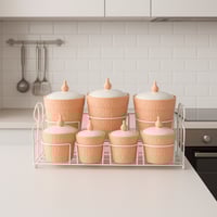 طقم بهارات بينك مع ستاند 7 قطع اورنج