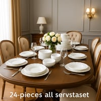 طقم عشاء اركوبال ابيض ناصع وردة 24 قطعة 6 اشخاص