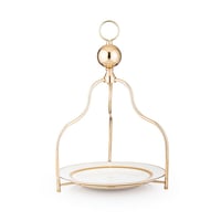 حامل كيك وحلويات معدن ذهبي مدور