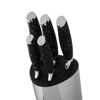 طقم سكاكين تقطيع 5 قطعة اسود مع استاند