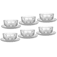 طقم زبادي حلا زجاج مع صحون 12 قطعة