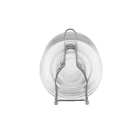 طقم صحون حلا زجاج 6 قطعة مع استاند معدن فضي مقاس 1...