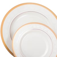 طقم عشاء بورسلان فاخر ابيض نقشات ناعمة وذهبي 24 قط...