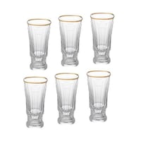 كاسات ماء زجاج ياباني 6 قطعة ذهبي 160 مل