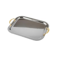 طقم تباسي نيكل بيد ذهبي مستطيل مزخرف ناعم 3 قطع فا...