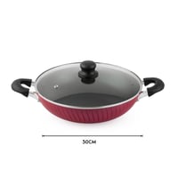 مقلى بغطاء زجاج مقاس 30 سم بطبقة عازلة للإلتصاق