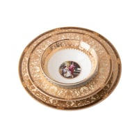 طقم سفرة بورسلان فاخر ذهبي عاجي برنسيسات 107 قطعة