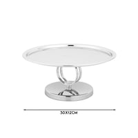 صحن تقديم الكيك والحلويات معدن استيل لماع مدور مقا...