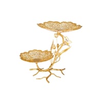 حامل حلاوة معدن ذهبي ثاني ديزاين اوراق اغصان الشجر