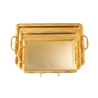 طقم صواني امواج معدن مستطيل مزخرف ذهبي 3 قطعة