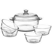 طقم زبادي شوربة زجاج شفاف 5 قطعة