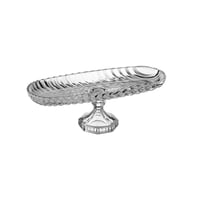 صحن تقديم زجاج بيضاوي بقاعدة مقاس 32 سم