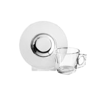 طقم فناجين اسبريسو مع صحن معدن 12 قطعة ( 75 مل )
