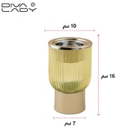 مبخرة زجاج مخطط اخضر بقاعدة وغطاء معدن استيل لماع...