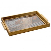 صينية تقديم خشب تركية ارضية زجاج مزخرف